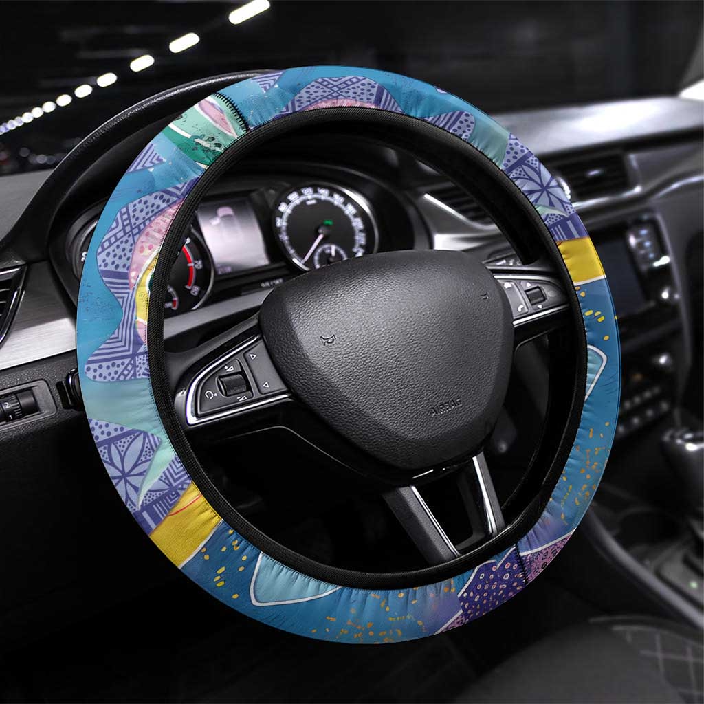 Nigeria Osun-Osogbo Festival Steering Wheel Cover Oshun God - Yoruba Pattern - Wonder Print Shop
