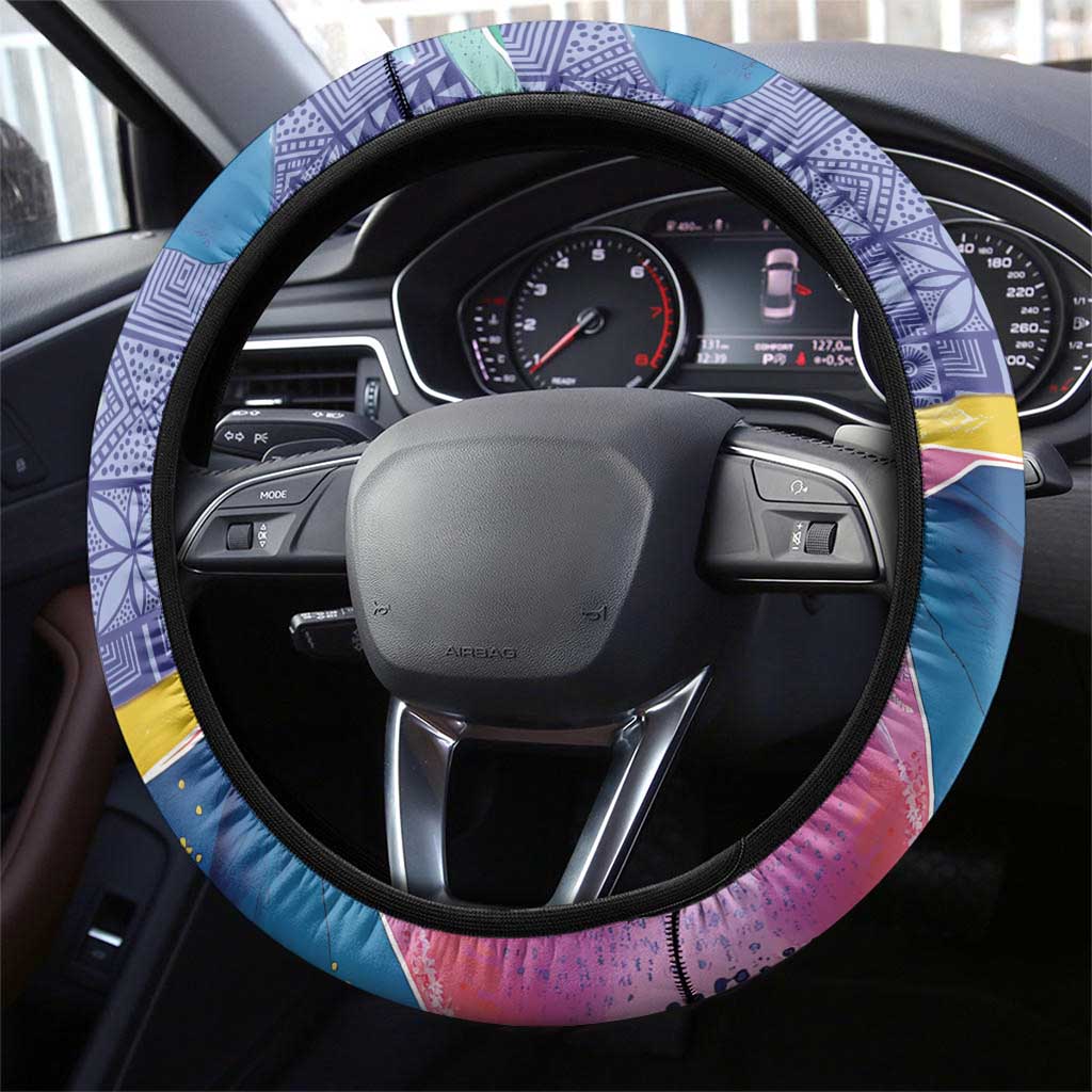 Nigeria Osun-Osogbo Festival Steering Wheel Cover Oshun God - Yoruba Pattern - Wonder Print Shop