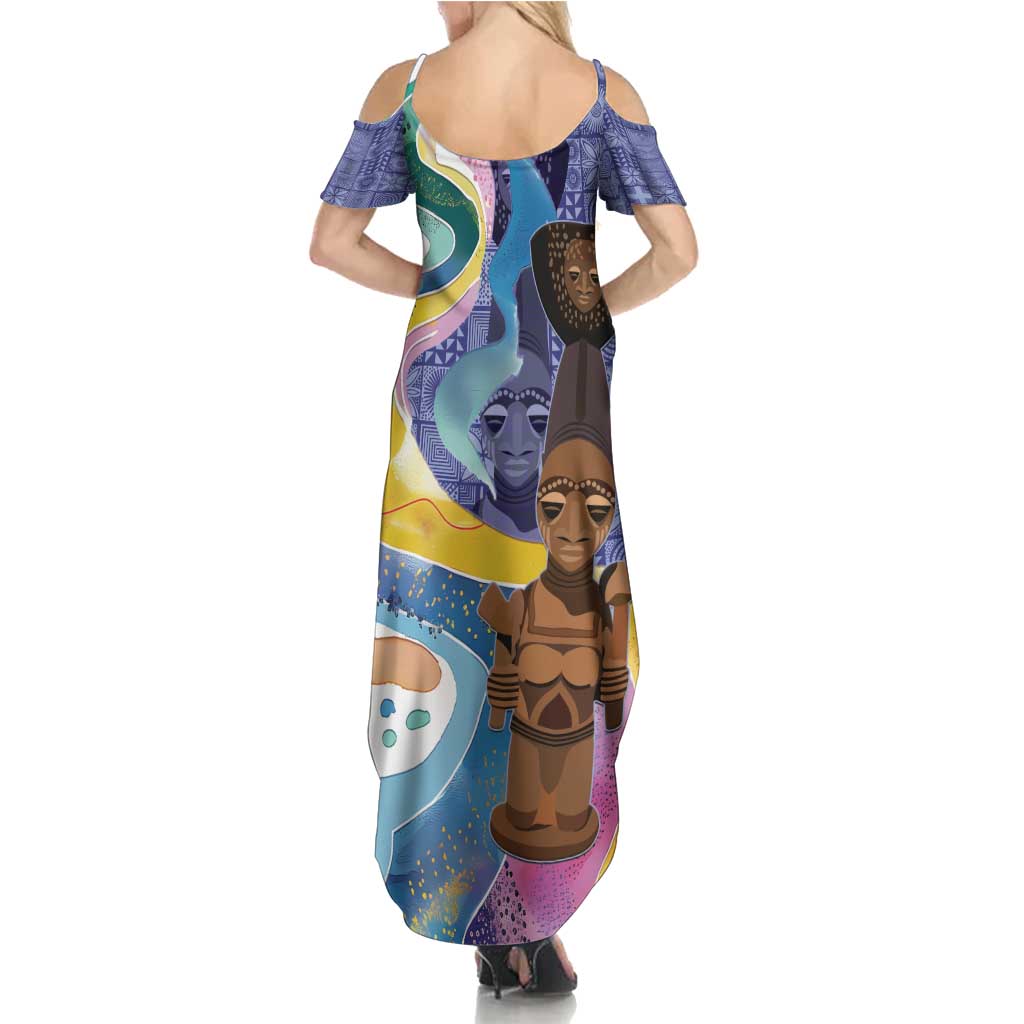 Nigeria Osun-Osogbo Festival Summer Maxi Dress Oshun God - Yoruba Pattern - Wonder Print Shop