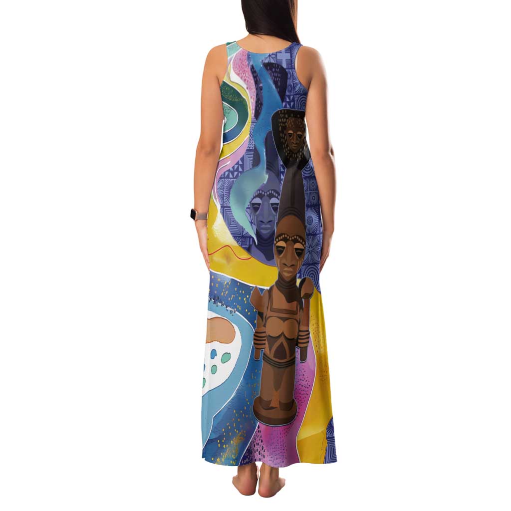 Nigeria Osun-Osogbo Festival Tank Maxi Dress Oshun God - Yoruba Pattern - Wonder Print Shop