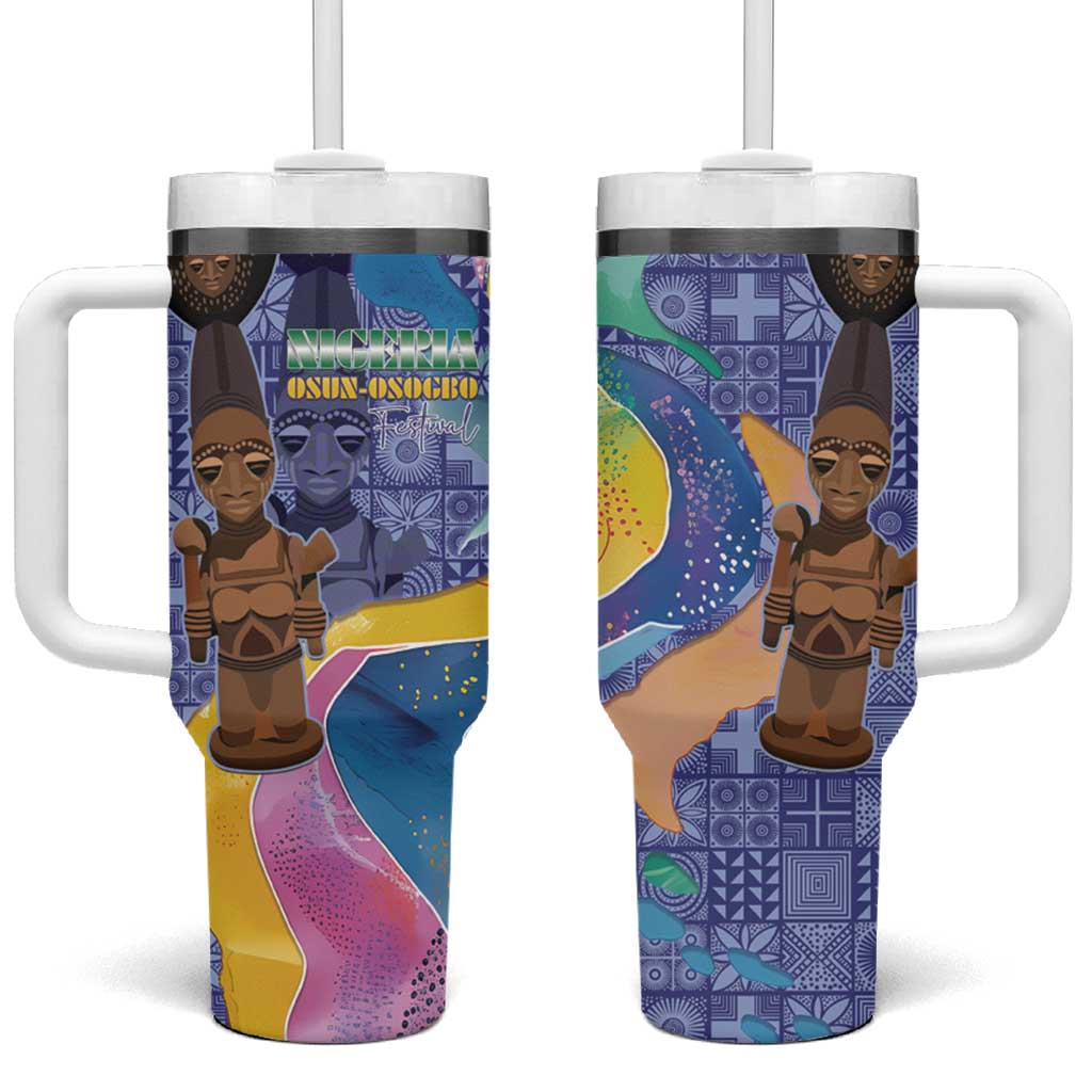 Nigeria Osun-Osogbo Festival Tumbler With Handle Oshun God - Yoruba Pattern - Wonder Print Shop