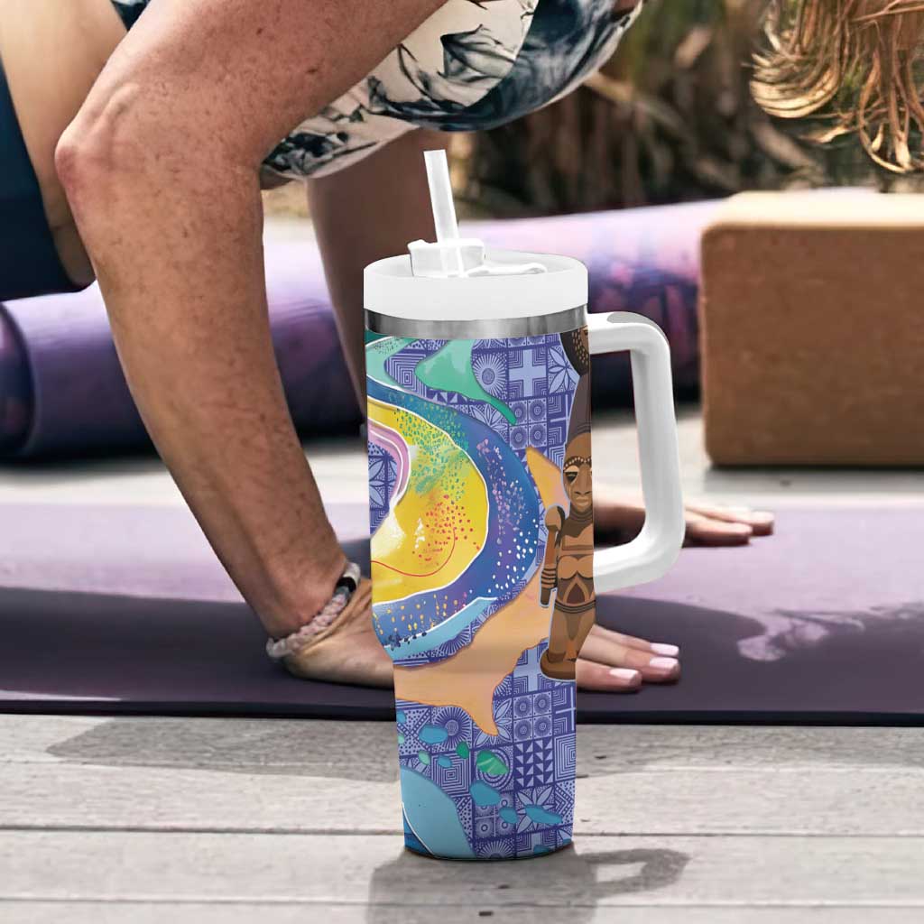 Nigeria Osun-Osogbo Festival Tumbler With Handle Oshun God - Yoruba Pattern - Wonder Print Shop