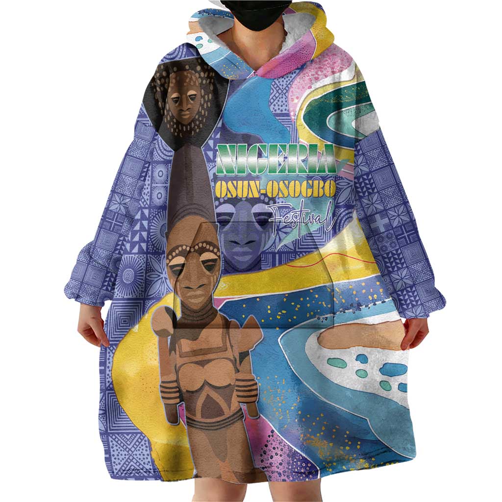 Nigeria Osun-Osogbo Festival Wearable Blanket Hoodie Oshun God - Yoruba Pattern - Wonder Print Shop
