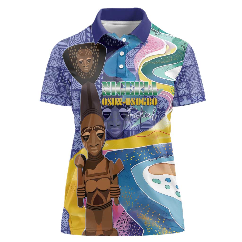 Nigeria Osun-Osogbo Festival Women Polo Shirt Oshun God - Yoruba Pattern - Wonder Print Shop