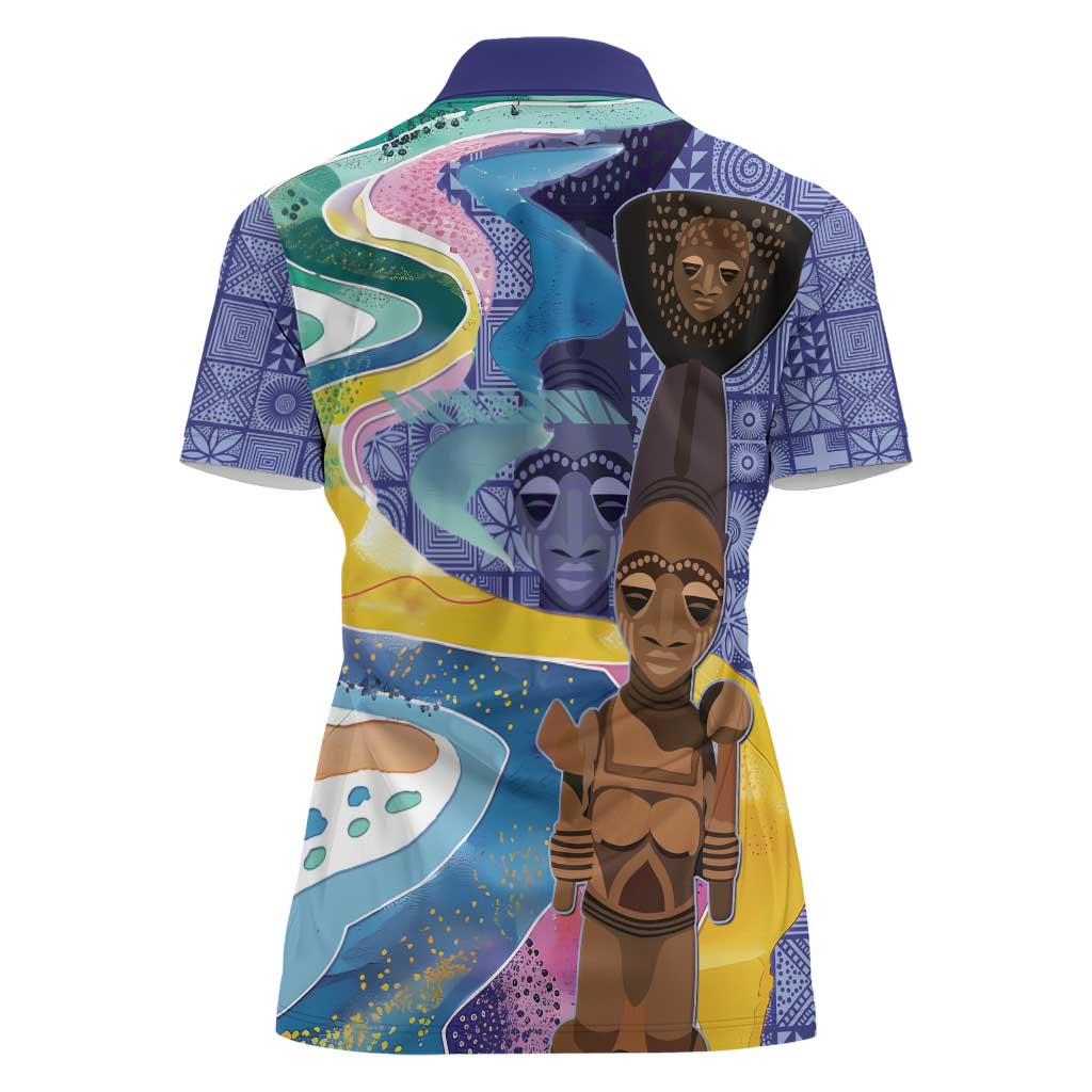 Nigeria Osun-Osogbo Festival Women Polo Shirt Oshun God - Yoruba Pattern - Wonder Print Shop