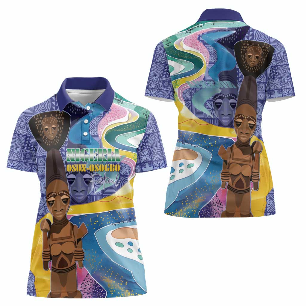 Nigeria Osun-Osogbo Festival Women Polo Shirt Oshun God - Yoruba Pattern - Wonder Print Shop