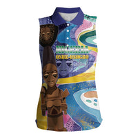 Nigeria Osun-Osogbo Festival Women Sleeveless Polo Shirt Oshun God - Yoruba Pattern - Wonder Print Shop