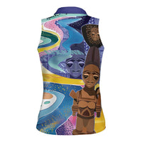 Nigeria Osun-Osogbo Festival Women Sleeveless Polo Shirt Oshun God - Yoruba Pattern - Wonder Print Shop