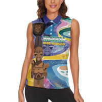 Nigeria Osun-Osogbo Festival Women Sleeveless Polo Shirt Oshun God - Yoruba Pattern - Wonder Print Shop