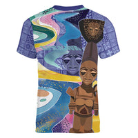 Nigeria Osun-Osogbo Festival Women V-Neck T-Shirt Oshun God - Yoruba Pattern - Wonder Print Shop