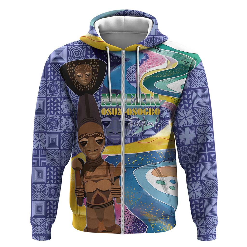 Nigeria Osun-Osogbo Festival Zip Hoodie Oshun God - Yoruba Pattern - Wonder Print Shop