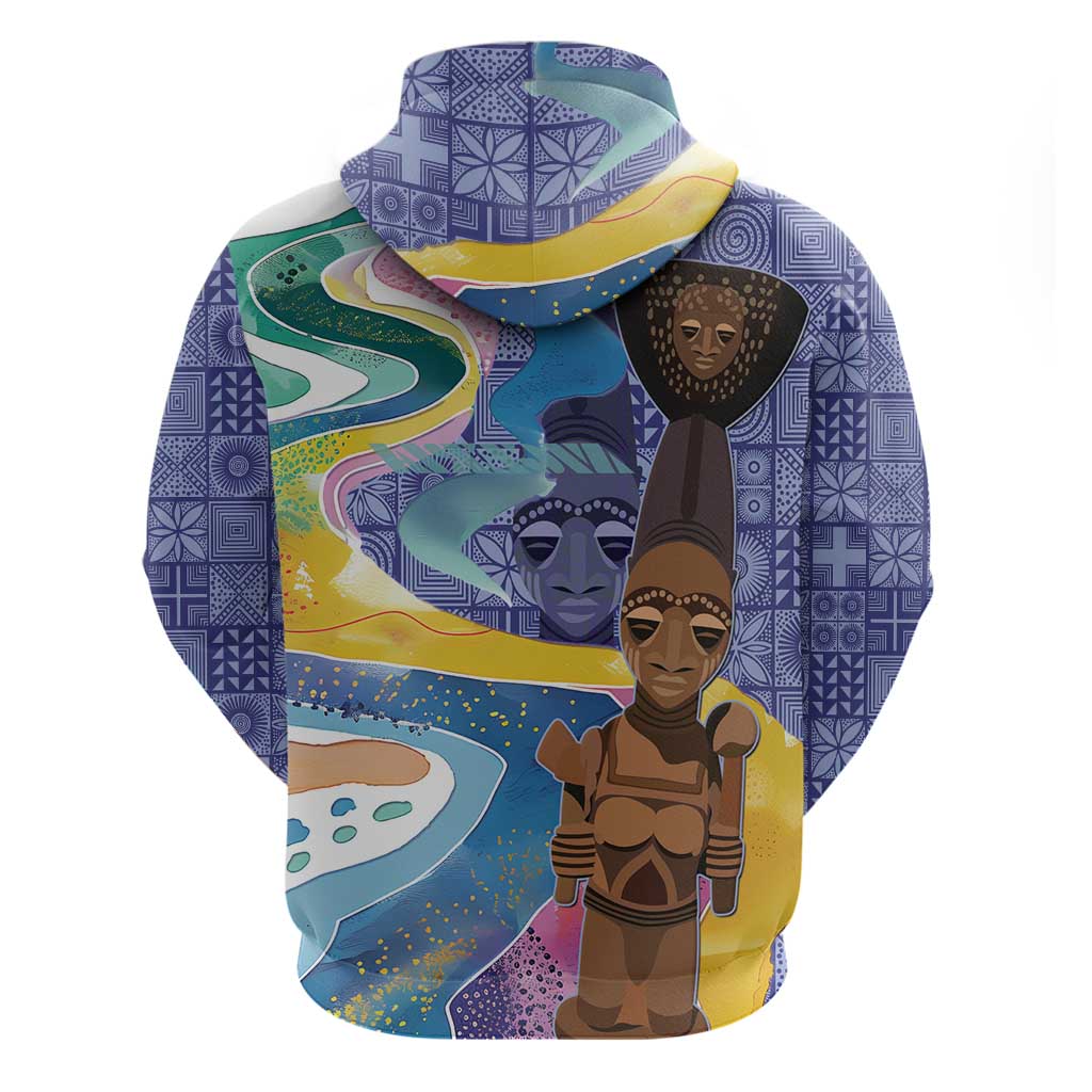 Nigeria Osun-Osogbo Festival Zip Hoodie Oshun God - Yoruba Pattern - Wonder Print Shop