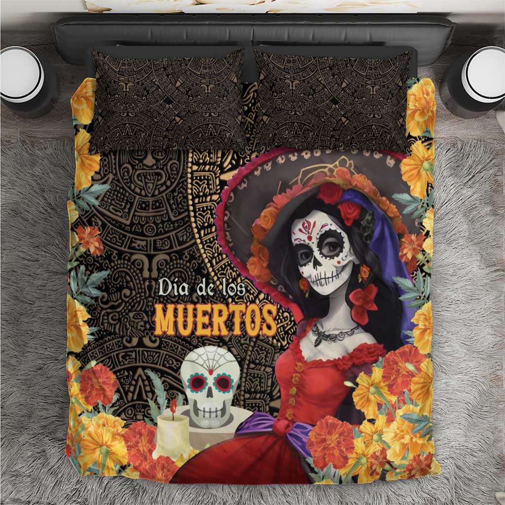 Mexico Day Of The Dead Bedding Set La Catrina Mix Cempasuchil Aztec Pattern LT15