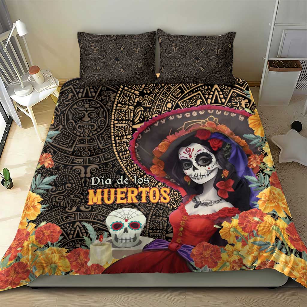 Mexico Day Of The Dead Bedding Set La Catrina Mix Cempasuchil Aztec Pattern LT15