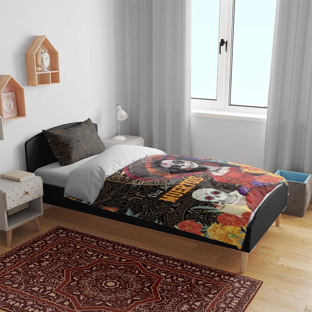 Mexico Day Of The Dead Bedding Set La Catrina Mix Cempasuchil Aztec Pattern LT15