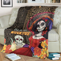 Mexico Day Of The Dead Blanket La Catrina Mix Cempasuchil Aztec Pattern LT15