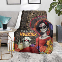 Mexico Day Of The Dead Blanket La Catrina Mix Cempasuchil Aztec Pattern LT15