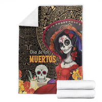 Mexico Day Of The Dead Blanket La Catrina Mix Cempasuchil Aztec Pattern LT15