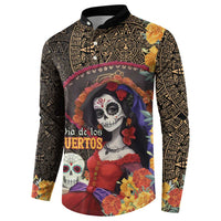 Mexico Day Of The Dead Button Sweatshirt La Catrina Mix Cempasuchil Aztec Pattern LT15