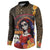Mexico Day Of The Dead Button Sweatshirt La Catrina Mix Cempasuchil Aztec Pattern LT15