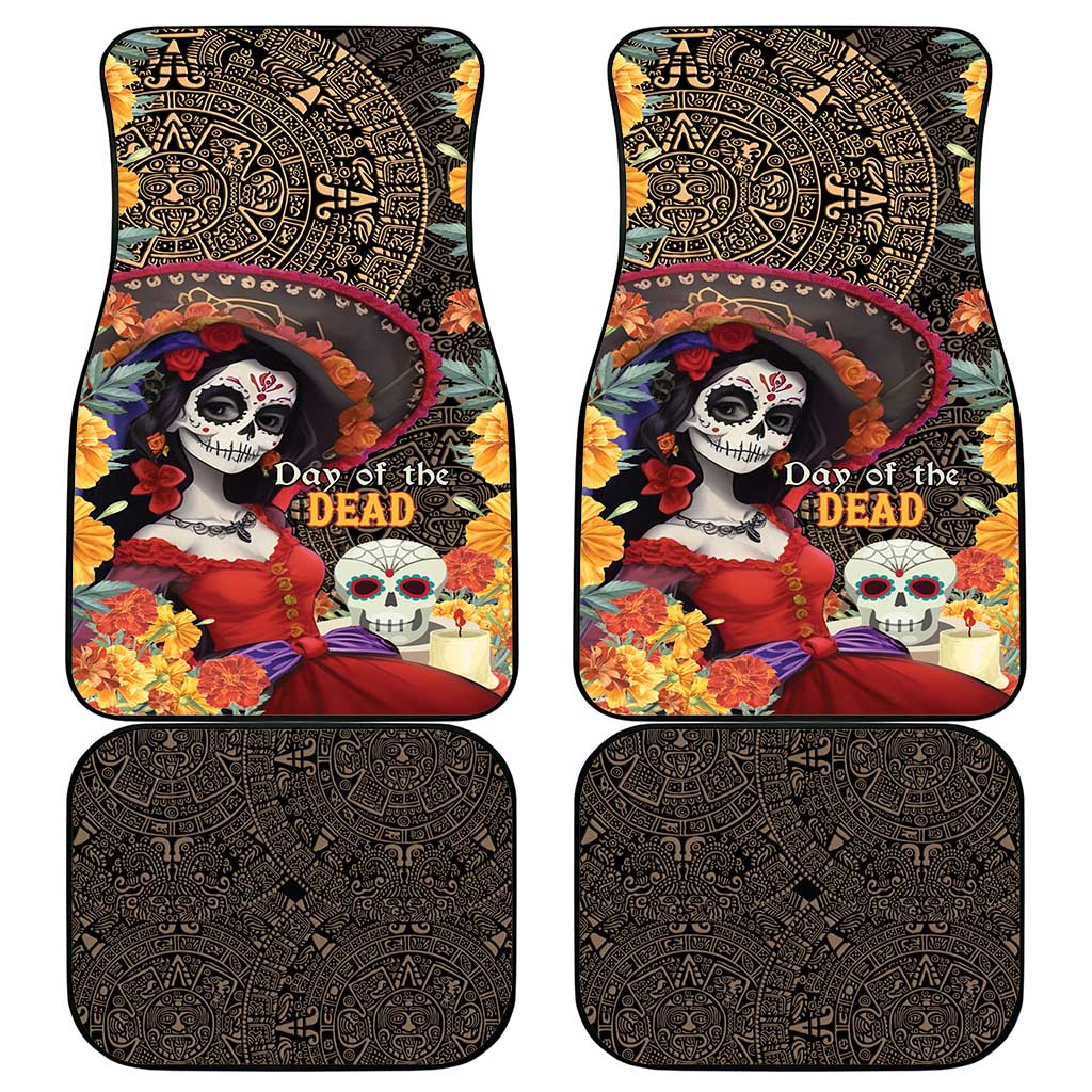Mexico Day Of The Dead Car Mats La Catrina Mix Cempasuchil Aztec Pattern LT15