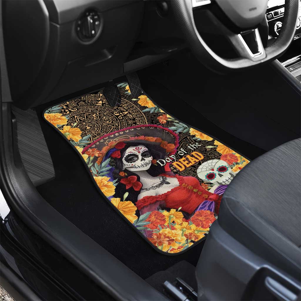 Mexico Day Of The Dead Car Mats La Catrina Mix Cempasuchil Aztec Pattern LT15