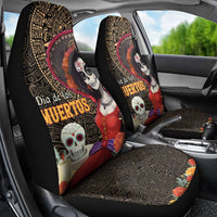 Mexico Day Of The Dead Car Seat Cover La Catrina Mix Cempasuchil Aztec Pattern LT15