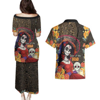 Mexico Day Of The Dead Couples Matching Puletasi and Hawaiian Shirt La Catrina Mix Cempasuchil Aztec Pattern LT15