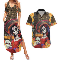 Mexico Day Of The Dead Couples Matching Summer Maxi Dress and Hawaiian Shirt La Catrina Mix Cempasuchil Aztec Pattern LT15