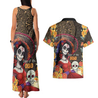 Mexico Day Of The Dead Couples Matching Tank Maxi Dress and Hawaiian Shirt La Catrina Mix Cempasuchil Aztec Pattern LT15