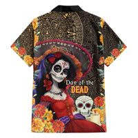 Mexico Day Of The Dead Family Matching Long Sleeve Bodycon Dress and Hawaiian Shirt La Catrina Mix Cempasuchil Aztec Pattern LT15