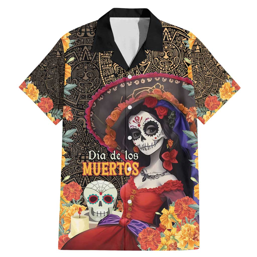Mexico Day Of The Dead Family Matching Mermaid Dress and Hawaiian Shirt La Catrina Mix Cempasuchil Aztec Pattern LT15