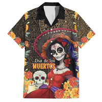 Mexico Day Of The Dead Family Matching Short Sleeve Bodycon Dress and Hawaiian Shirt La Catrina Mix Cempasuchil Aztec Pattern LT15