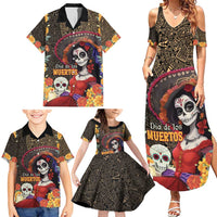 Mexico Day Of The Dead Family Matching Summer Maxi Dress and Hawaiian Shirt La Catrina Mix Cempasuchil Aztec Pattern LT15