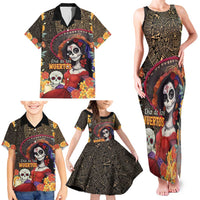 Mexico Day Of The Dead Family Matching Tank Maxi Dress and Hawaiian Shirt La Catrina Mix Cempasuchil Aztec Pattern LT15