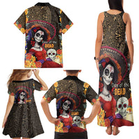 Mexico Day Of The Dead Family Matching Tank Maxi Dress and Hawaiian Shirt La Catrina Mix Cempasuchil Aztec Pattern LT15