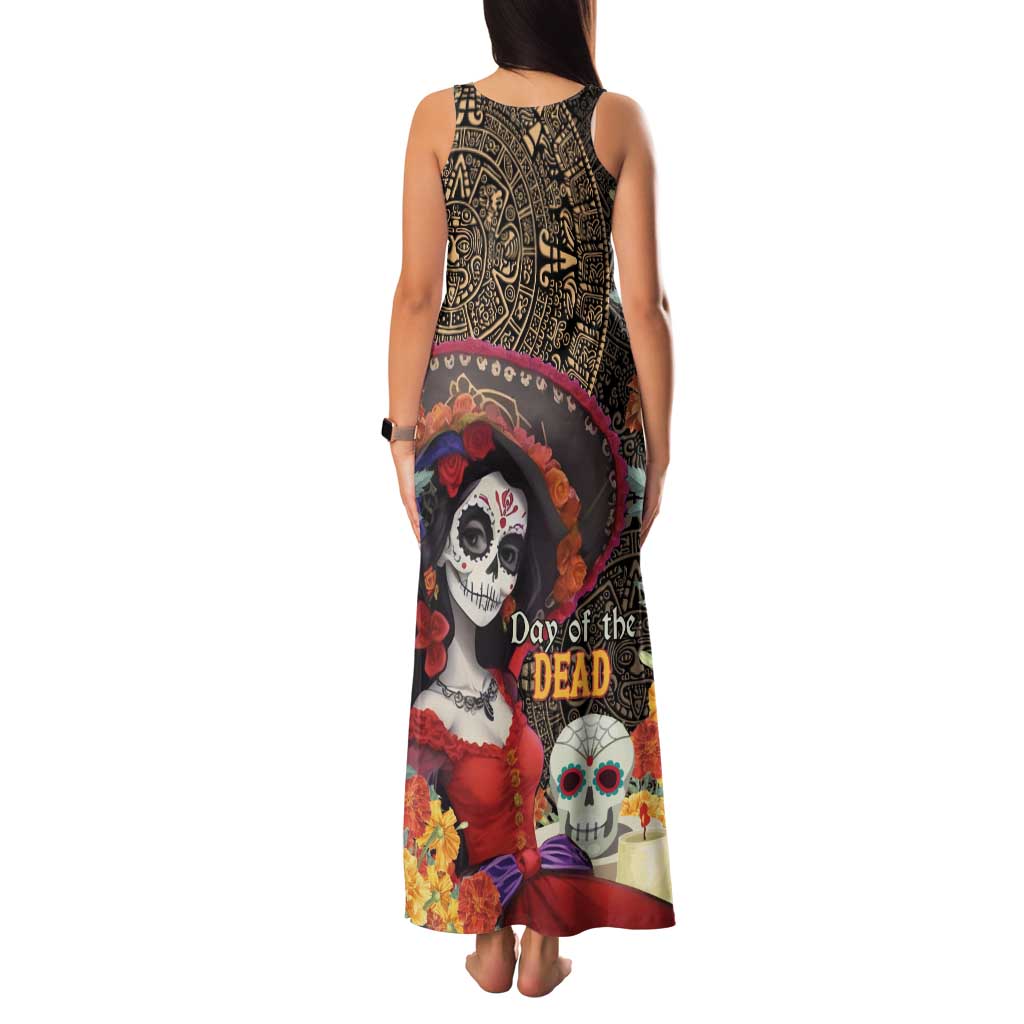 Mexico Day Of The Dead Family Matching Tank Maxi Dress and Hawaiian Shirt La Catrina Mix Cempasuchil Aztec Pattern LT15