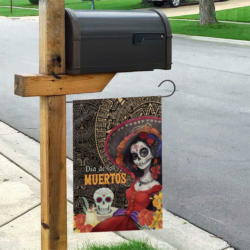Mexico Day Of The Dead Garden Flag La Catrina Mix Cempasuchil Aztec Pattern LT15