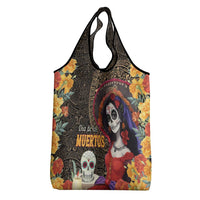 Mexico Day Of The Dead Grocery Bag La Catrina Mix Cempasuchil Aztec Pattern LT15