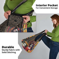 Mexico Day Of The Dead Grocery Bag La Catrina Mix Cempasuchil Aztec Pattern LT15