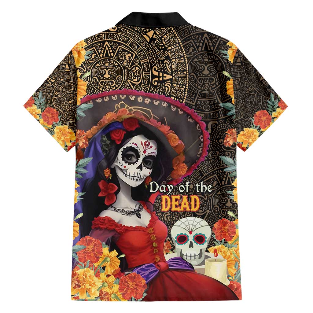 Mexico Day Of The Dead Hawaiian Shirt La Catrina Mix Cempasuchil Aztec Pattern LT15