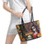 Mexico Day Of The Dead Leather Tote Bag La Catrina Mix Cempasuchil Aztec Pattern LT15