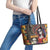 Mexico Day Of The Dead Leather Tote Bag La Catrina Mix Cempasuchil Aztec Pattern LT15
