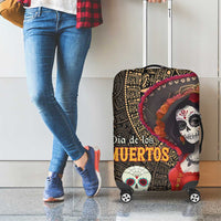 Mexico Day Of The Dead Luggage Cover La Catrina Mix Cempasuchil Aztec Pattern LT15