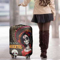 Mexico Day Of The Dead Luggage Cover La Catrina Mix Cempasuchil Aztec Pattern LT15