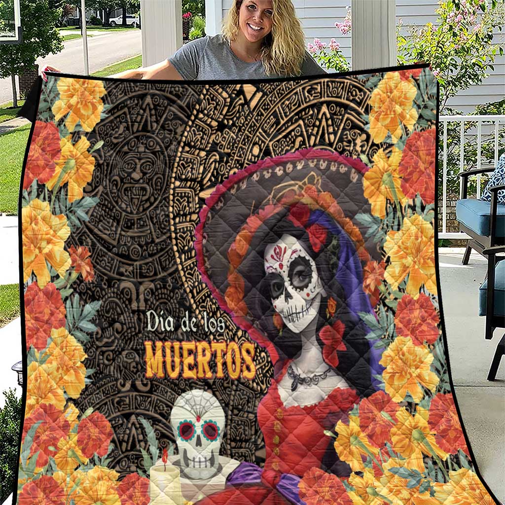 Mexico Day Of The Dead Quilt La Catrina Mix Cempasuchil Aztec Pattern LT15