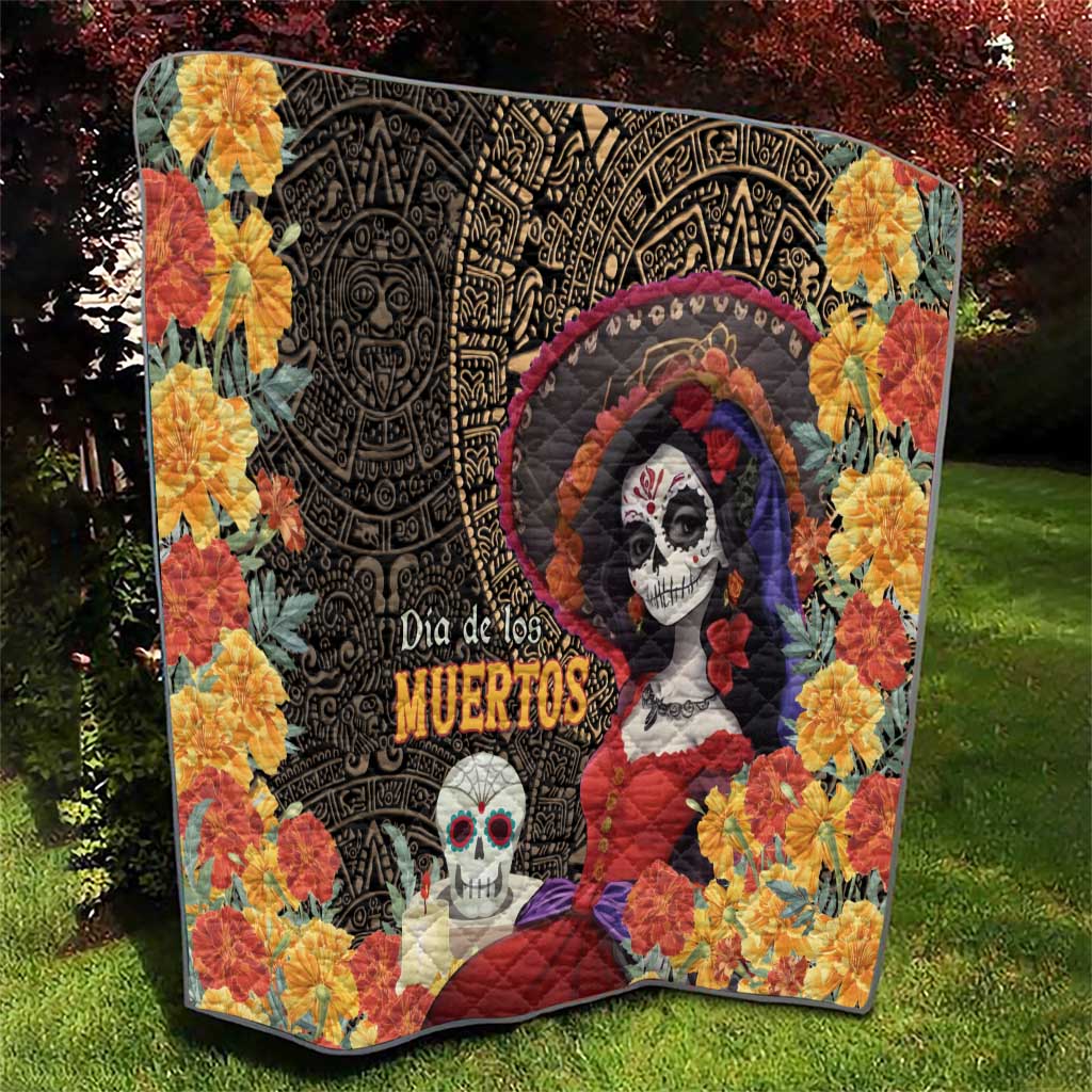 Mexico Day Of The Dead Quilt La Catrina Mix Cempasuchil Aztec Pattern LT15