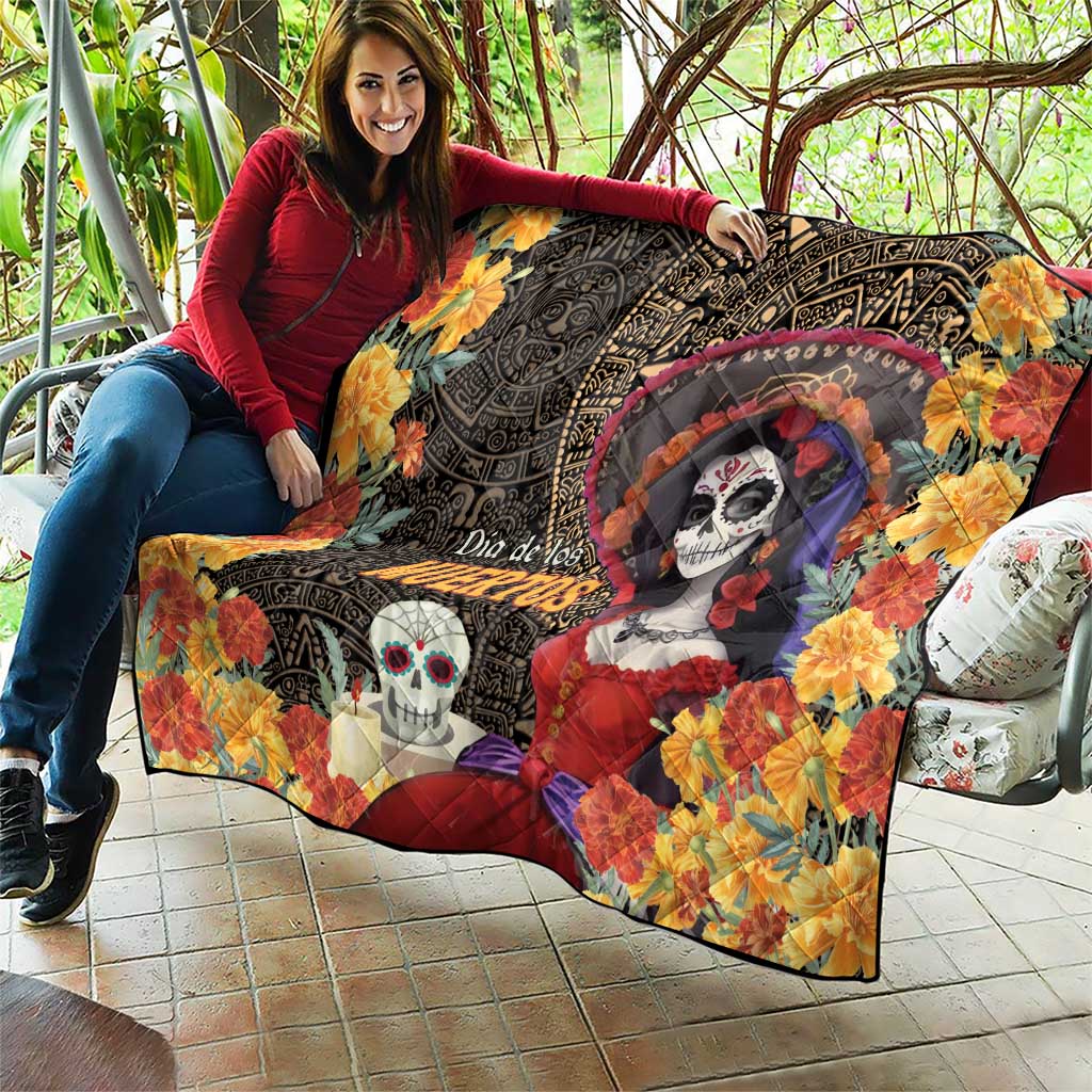 Mexico Day Of The Dead Quilt La Catrina Mix Cempasuchil Aztec Pattern LT15
