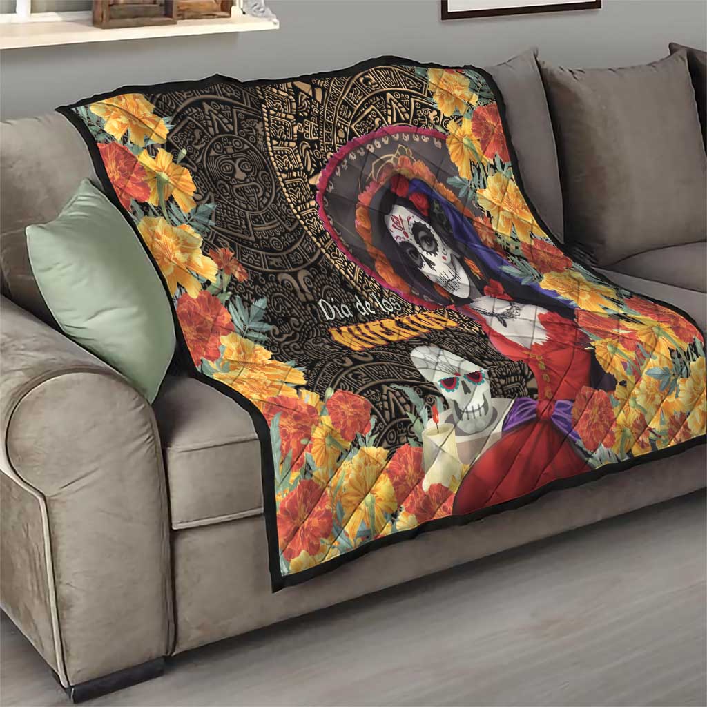 Mexico Day Of The Dead Quilt La Catrina Mix Cempasuchil Aztec Pattern LT15