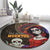 Mexico Day Of The Dead Round Carpet La Catrina Mix Cempasuchil Aztec Pattern LT15